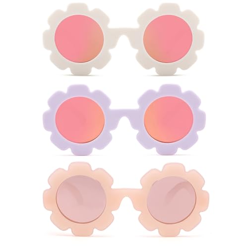 Image of Hycredi Flexible Bendable Flower Baby Polarized Sunglasses with Strap for Newborn Infant Girls Age 0-24 Months