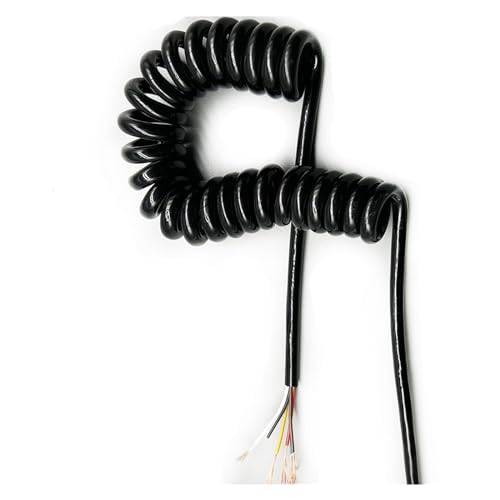Cable eléctrico, cable de alimentación retráctil, Cable espiral telescópico de 5 núcleos, cable extensión alimentación retráctil elástico con núcleo cobre y resorte, calibre 20 AWG(Stretch 1.25 meter)