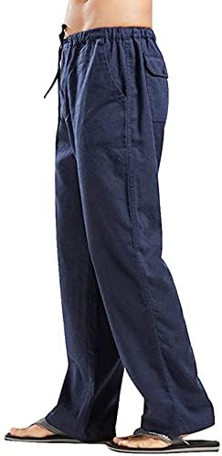 Heren Katoenen en Linnen Broek Geen Trekkoord Zomer Nieuwe Effen Kleur Heren Broek Losse Fitness Causale Plus Size S-5XL