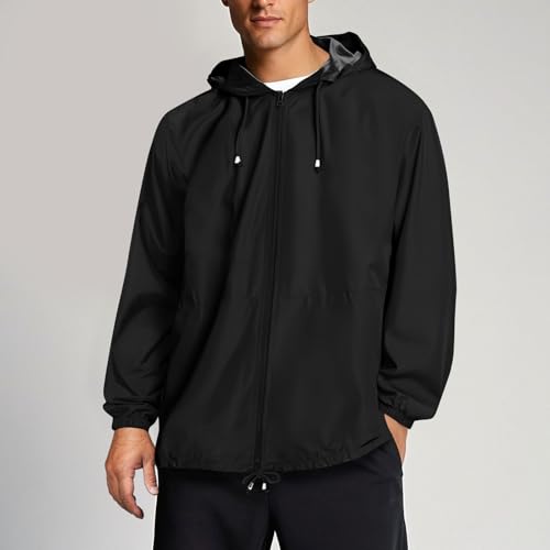 Men's Packable Rain Jackets Lightweight Windbreaker Waterproof Zip Up Hooded Jacket Thin Outdoor Hiking Sport Coats3