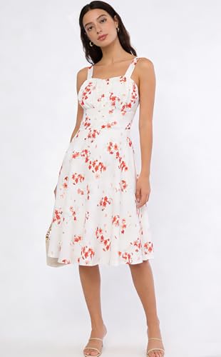 Image of Belle Poque Vintage Floral Dress for Women 2026 Summer A-line Sleeveless Flowy Midi Elegant Wedding Guest Cocktail Dress