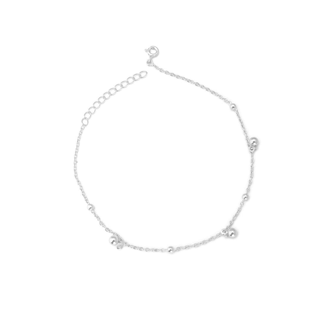 White Hathi Triveni Chain Ball Beaded Anklet for Women & Girls | Anti Tarnish Evil Eye | 925 Silver Authentication Certificate | Wedding, Office (Dangle Bead Silver Anklet, Pack of 1)-image-32