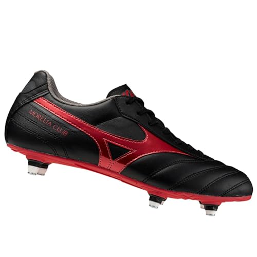 Mizuno Morelia II Club Si, Zapatillas de fútbol para terrenos mojados, Negro y rojo., 45 EU
