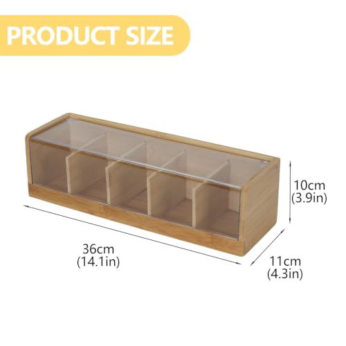 Lolytama Crayon Box, Stackable Bamboo Pencil Box with Clear Lid and 6 Compartments, Color Pencil Organizer for Crayons Markers Pens Craft Supplies Classroom Desk, (1 Pack Natural) - Image 3