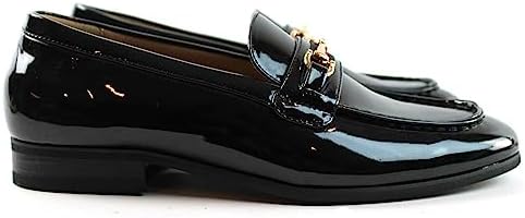 Men's Dress Shoes Patent Black Loafer with Gold Buckle Slip On Formal Modern Classic (us_Footwear_Size_System, Adult, Men, Numeric, Medium, Numeric_8) | Image 2