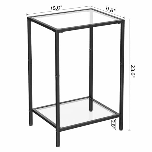 Image of HOMSHO Side Tables Set of 2 with Tempered Glass, Slim End Tables
