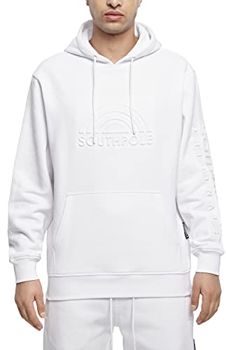 Southpole Men's 3D Print Hoody Hooded Sweatshirt, White, L