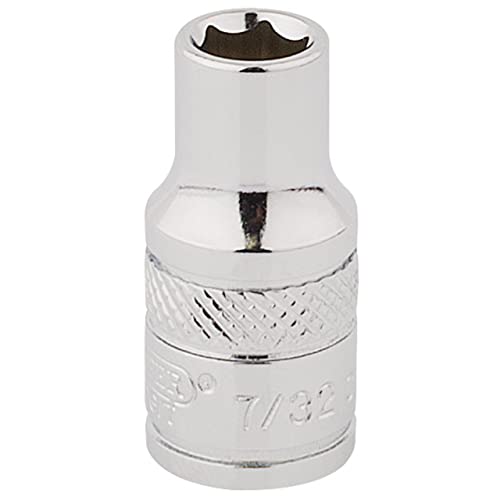 Image of Draper 48371 1/4" Square Drive Polished Chrome Imperial Socket, 7/32" Size