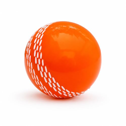 Image of T-20 Synthetic Cricket Ball Match Practice Training | Practice Cricket Ball | Wind Balls | Swing Ball | Indoor & Outdoor Street & Beach Cricket (Orange, Pack of 2)