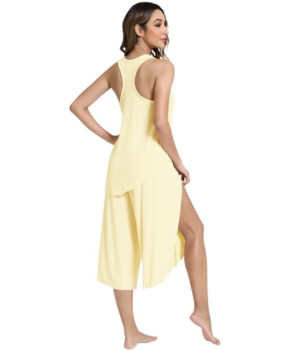 Image of NACHILA Bamboo Viscose Pajamas for Women Racerback Tank Capri Set