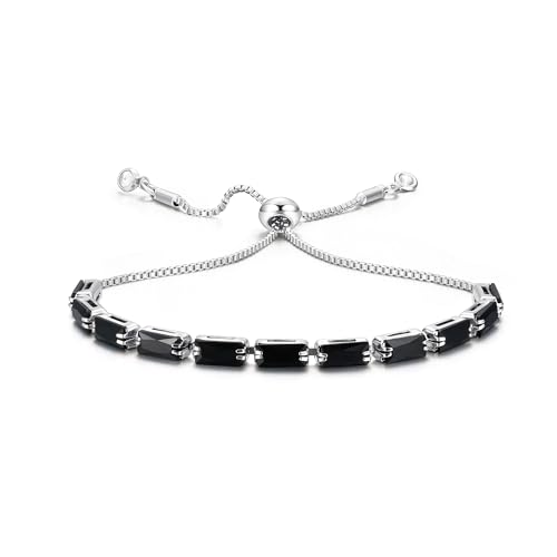 CASSIECA Pulsera de Plata Mujer Ajustable con Cristal Circón Multicolor, Tenis Plata Oro Regalo Cumpleaños Navidad para Novia Madre Amigo con Tarjeta y Caja