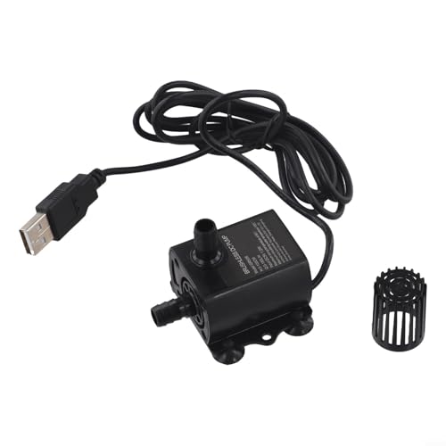 Yuanpgky Eau submersible USB sans balais pour aquariums et refroidisseurs par évaporation - 5 V DC, débit 150 l/h, tête maximale de 100 cm, avec filtre nettoyable intégré