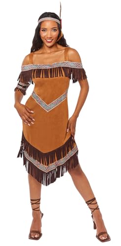 Amscan Damen Indianerprinzessin Größe 44-46 Kostüm Set, Hellbraun, 3 Stück