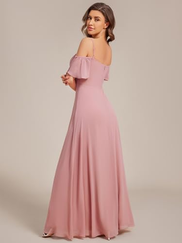 Image of Ever-Pretty Women's Formal Dresses Off Shoulder Short Sleeve Split A-Line Floor Length Bridesmaid Dresses 0237