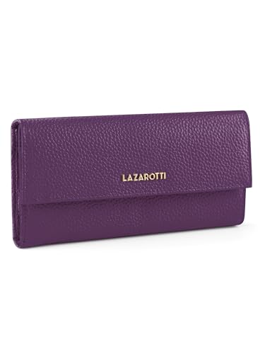 Porte-monnaie Bologna en cuir violet Lazarotti avec 12 fentes pour cartes