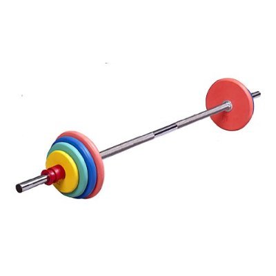 Ader Sporting Goods 50 Lb Colored Weight Set w/Bar & Quicklee Collars