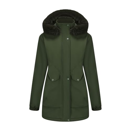 NaRHbrg Womens 2025 Waterproof Jackets Warm Winter Coats Fashion Softshell Outerwear Hooded Zip Up Jacket Comfy Coat