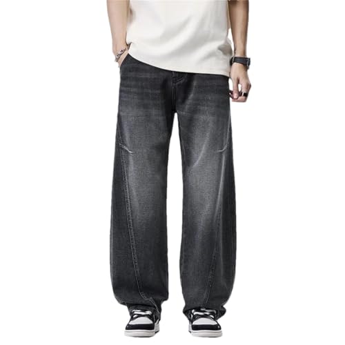 Men's Solid Color Drape Jeans Loose Straight Korean Vintage Hip-Hop Y2K Casual Daily Dragging Wide-Leg Pants