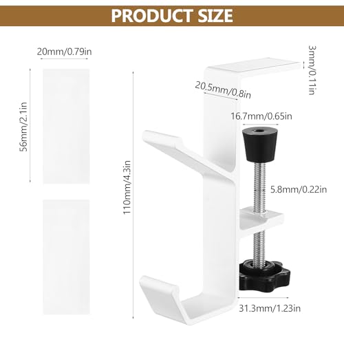 2 Stück Handtaschenhalter für Tisch, 7,5-55mm Verstellbarer Taschenhaken für Tisch, Headset Halterung, Kopfhörer Halterung Tische, Kopfhörerhalterung für Schreibtisch Schlüssel Rucksack Aufhänger