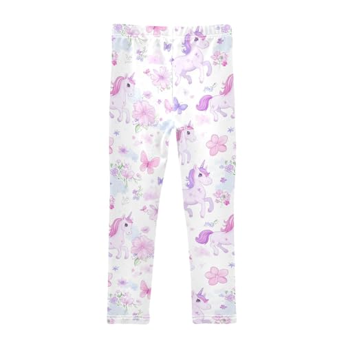 Cute Unicorns Girls' Leggings Toddler Doodles Flowers Kids Yoga Pants Dance Active Tights 4T2