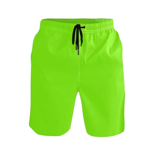 Chartreuse Men's Sportwear Swim Trunks Quick Dry Board Shorts with Lining S