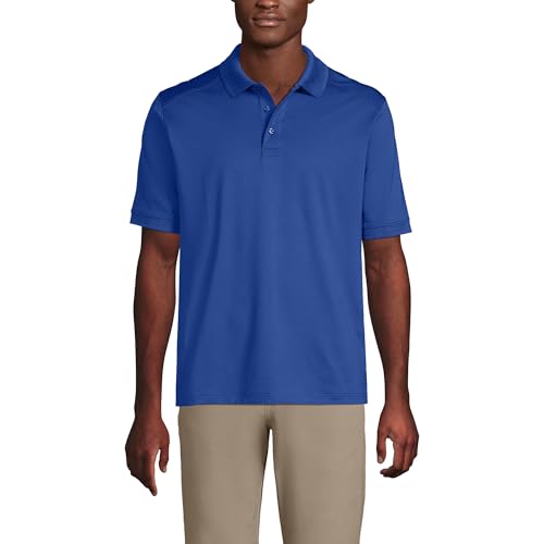 Lands' End Men's Big Rapid Dry Performance Short Sleeve Classic Fit Polo Shirt 2XL Dark Cobalt Blue