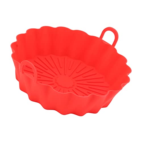 7.5Inch Air Fryer Liners, Safe Food Grade Reusable High Temperature Resistance 7.5Inch Air Fryer Basket For Oven For Skillet For Kitchen (Red) #TOP4