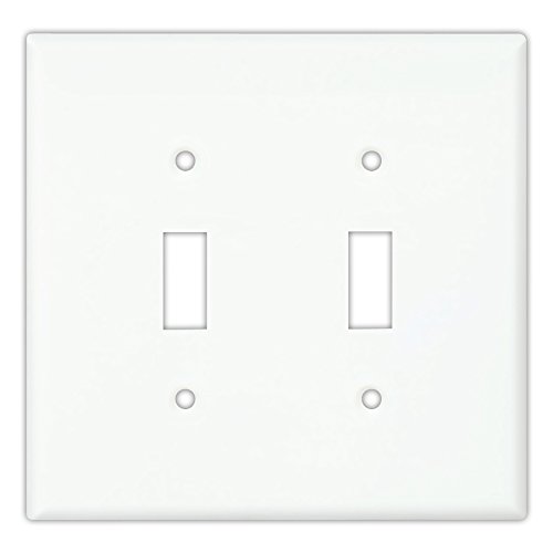 Cooper Wiring DevicesPJ2W 2-Gang Toggle Light Switch Wall Plate, Unbreakable Polycarbonate, Mid-Size, White (Pack of 2)