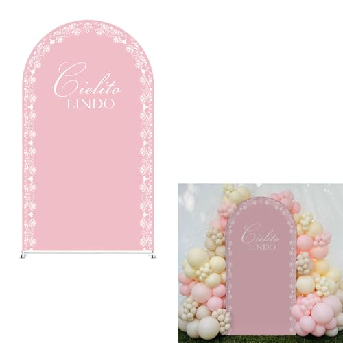 Arch Backdrop Cover Pink Mexican Fiesta Party Decorations Arch Stand Spandex Cover Girls Bloom Birthday Parties Wedding Baptism Baby Shower Decors (