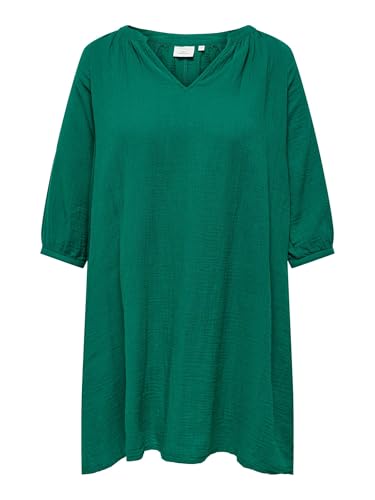 Vestido Midi de Mujer con Cuello en V Manga 3/4 Ajuste Regular Talla Grande Curvy Plus Size Dress, Color:Verde, Talla:48