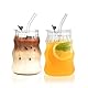VITEVER 2 Stück 530ml Latte Macchiato Gläser mit Deckel und Strohhalm, Eiskaffee Gläser, Longdrinkglas Set, Smoothie Becher, luftdichtes und wasserdichtes Design, ideal als Kaffee