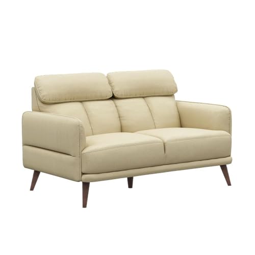 Image of Wakefit 2 Seater Sofa | 5 Year Warranty | Beige Leatherette, Neem Wood, Modern Style, Living Room, 150 x 90 x 91 cm