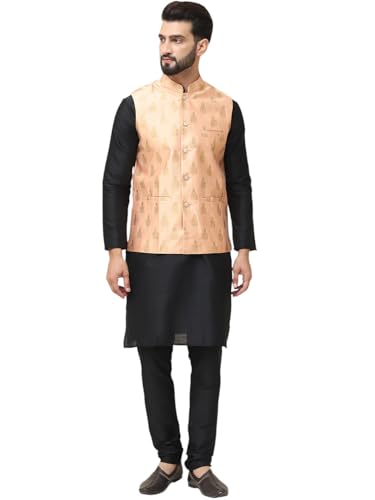 Image of SOJANYA (Since 1958 Men's Silk Blend Kurta Pyjama With Nehrujacket Set