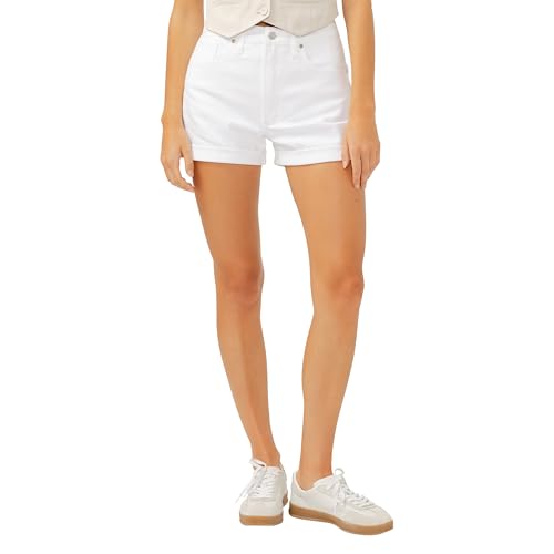 Short jean femme coupe boyfriend mi-haute blanc Silver Jeans Co. taille 64