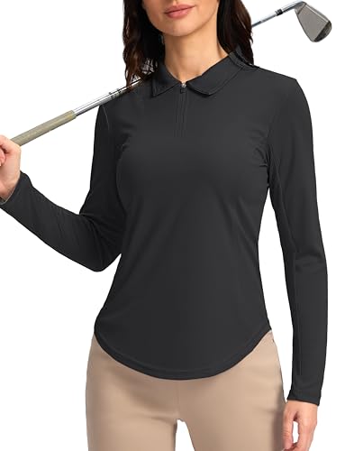 Women's Golf Shirts Lightweight UPF 50+ Long Sleeve Shirts UV Protection Quick Dry Cool Polo Shirts for Women Work Outdoor