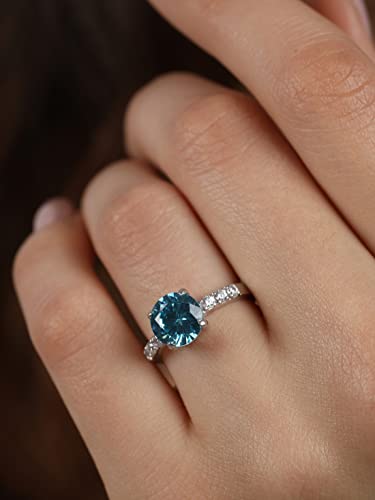 Image of Clara 925 Sterling Silver Sky Blue Eye Pendant Earring Chain Bracelet Ring Jewellery Set| Rhodium Plated, Swiss Zirconia | Gift for Women & Girls