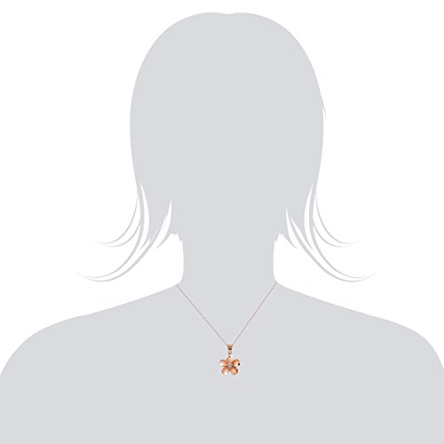 Honolulu Jewelry Company 14K Rose Gold Plated Sterling Silver CZ Plumeria Flower Nature Necklace Pendant with 18" Box Chain3