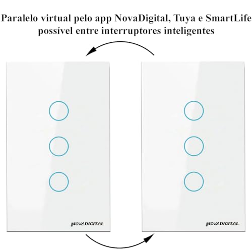 Interruptor Smart Wifi Inteligente Touch Nova Digital 3 botões Lite BR 4x2
