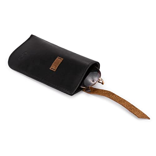 Porta Óculos/case/estojo Rústico 100% Couro Legítimo (Preto)
