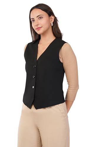 Image of SaintX Women's Waist Coat | Sleeveless | Stylish Executive Wear | Formal Blazer Waistcoat | Office wear