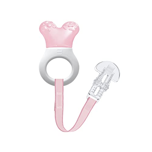 MAM Cooler & Clip kühlender Beißring, Zahnungshilfe mit Clip für einfaches Befestigen, extra kleiner und leichter Beißring für Babys, ab 2+ Monate, rosa