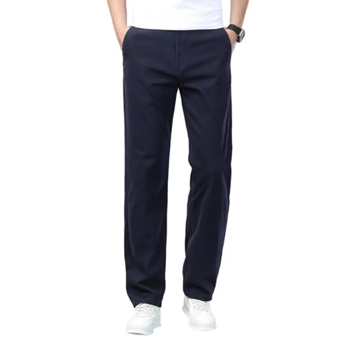 Pantalon kaki homme droit taille moyenne en coton décontracté et chic
