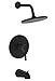 Derengge TF-0093-MT Single Handle Tub & Shower Faucet, Pressure Balanced Valve, Anti-Scald, with 8" Showerhead and Spout, Meets UPC, cUPC, ASSE1016 Standard, Matte Black Finished