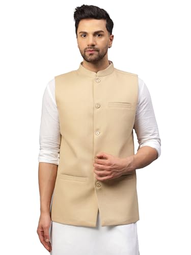 Image of LATEST CHIKAN Men's Traditional Tweed Cotton Checkred Premium Nehru Jacket /Waistcoat