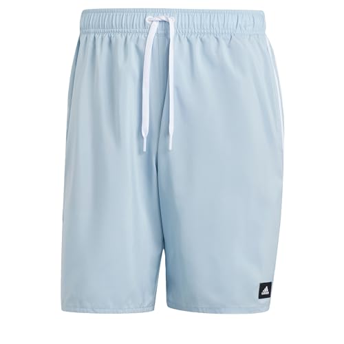 adidas Men's Standard 3-Stripes CLX Swim Shorts, Wonder Blue/White, Medium