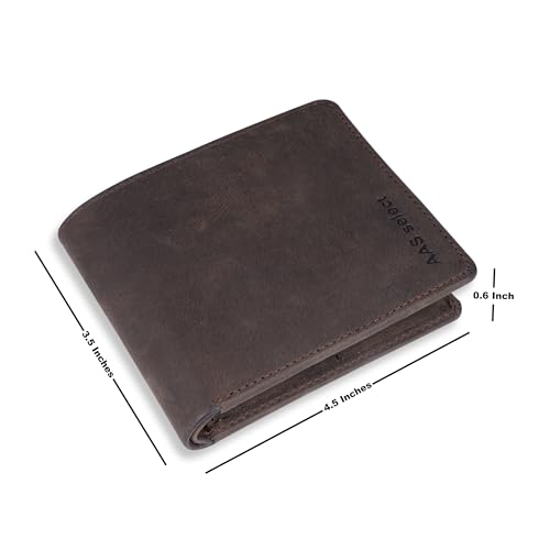 Slim Leather Wallet for Men – Brown Bifold with 8 Card Slots & 2 Flip-Up ID Windows – Gift Box Included – Clearance Special3