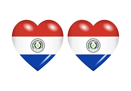 Akachafactory 2X Autocollant Sticker Drapeau Coeur PY Paraguay