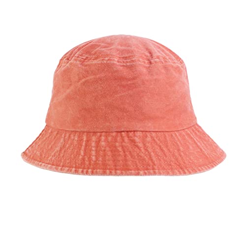 Unisex Reversible Bucket Hat Trendy Twill Canvas Sun Fishing Cap for Men Women (Orange, One Size)