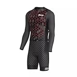 Sikma Men's Cycling Skinsuit full sleeve Gel Padded Aerodynamic One Piece Trisuit Bike Top Short Sublimated triathloan. (Black/Red, X-Large)