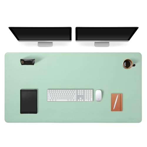 Image of AROPANA Anti-Slip Extended Mouse Pad, PU Vegan Leather Desk Mat, Computer Desk Table Protector Pad with Non-Slip Suede Base for Keyboard, Desktop, Laptop, Office (120x60CM, Turquoise)
